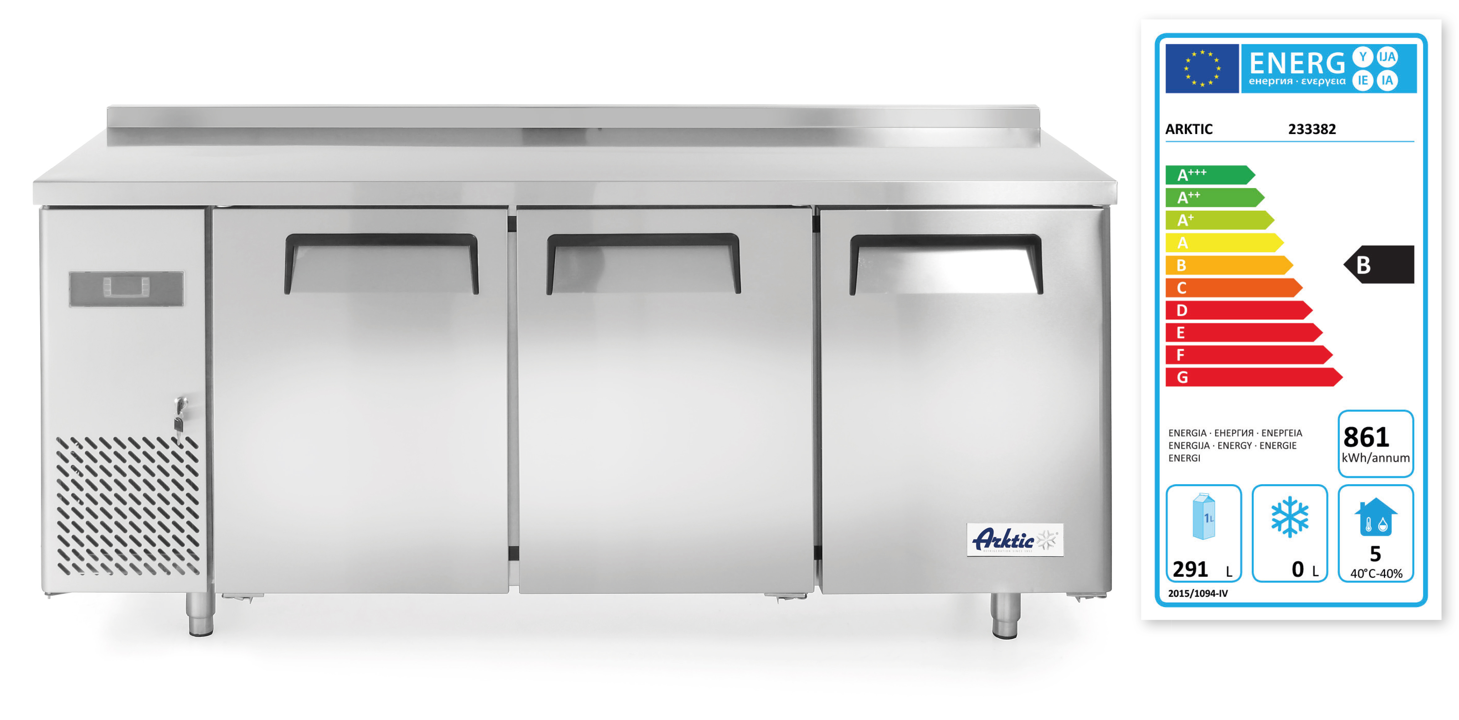 Three door refrigerated counter Kitchen Line 390L - HENDI Tools for Chefs