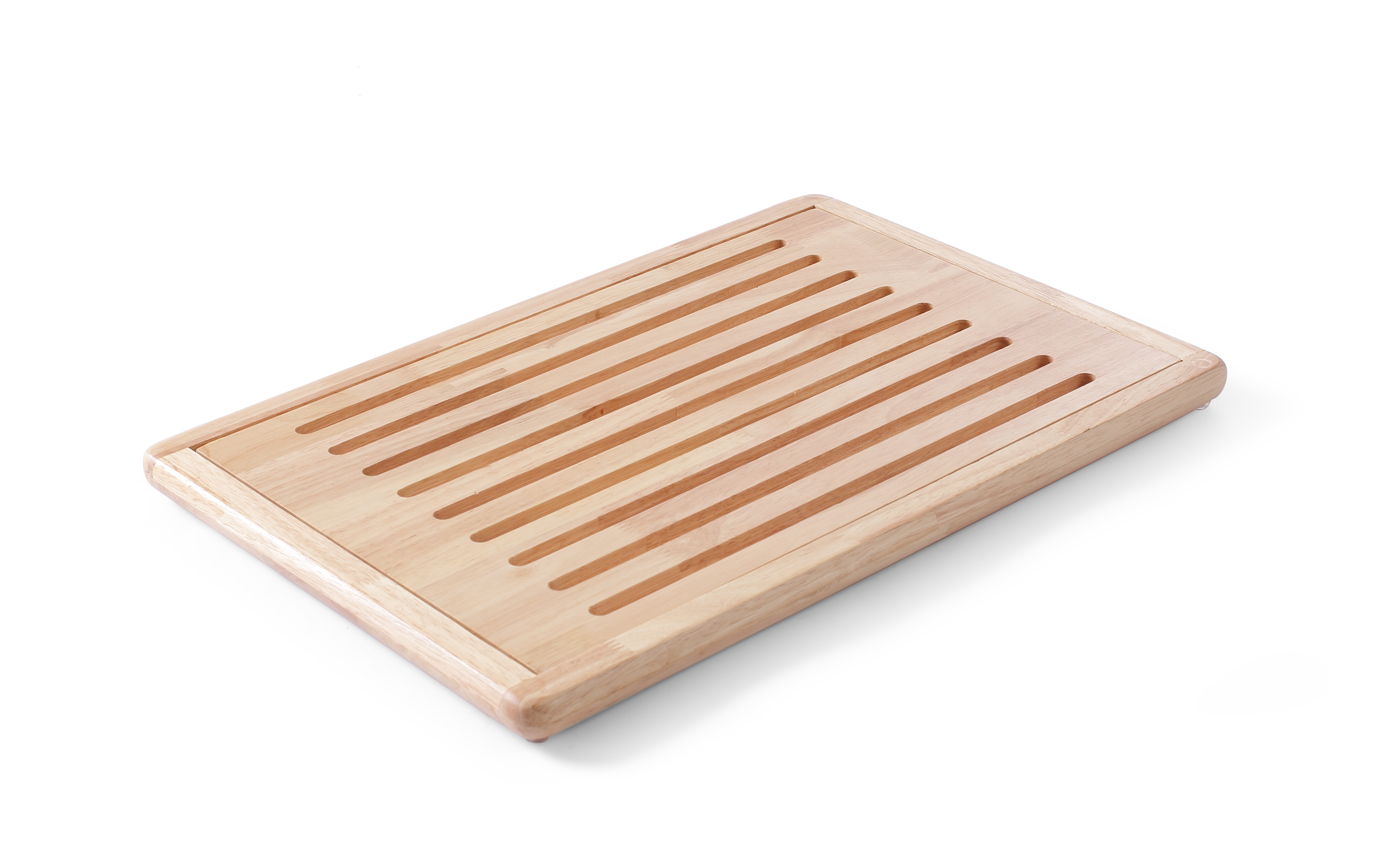 Cutting board for bread with removable crumb tray.