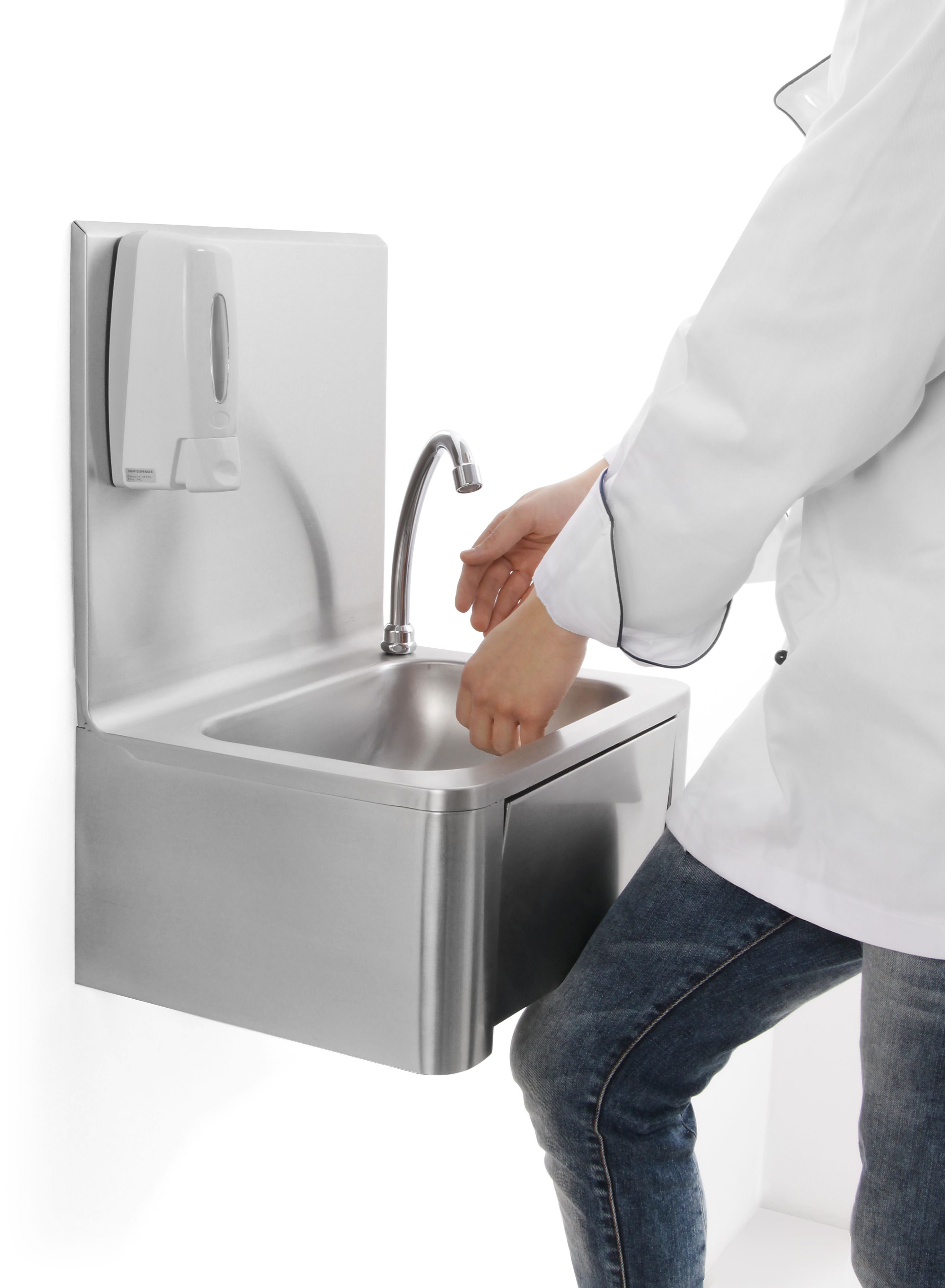 Lave mains inox avec dosseret eau chaude eau froide