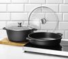 Casserole with non-stick coating, HENDI, 7L, Black, 367x290x(H)122mm, Round 4