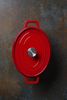 Garnek żeliwny emaliowany, HENDI, 4,4L, czerwony, 365x290x(H)115mm, Owalny 2