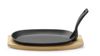 Cast iron platter with wooden underliner and gripper, HENDI, Black, 280x143x(H)33mm, Oval 1