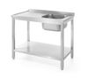 Sink table with shelf – bolted, depth 600 mm, HENDI, Profi Line, Right side, 1000x600x(H)850mm 1
