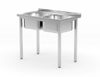 Table with 2 sinks – bolted, HENDI, Kitchen Line, Two sink bowls, 1000x600x(H)850mm 1