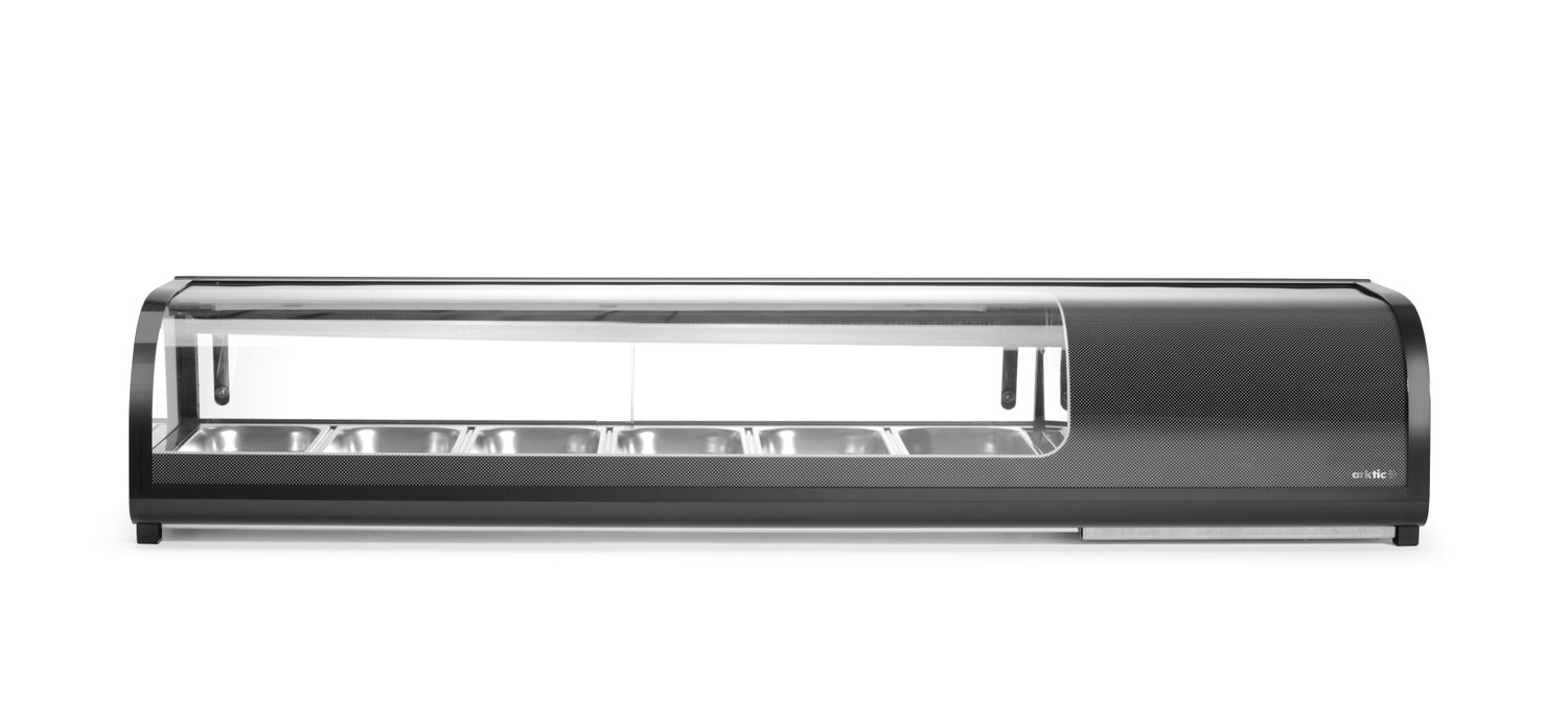 Stojan na Sushi, Arktic, Dodávané nádoby: 6x GN 1/3 (H) 40 mm., Černá, 230V/190W, 426x1529x(H)296mm Arktic Sushi stojan