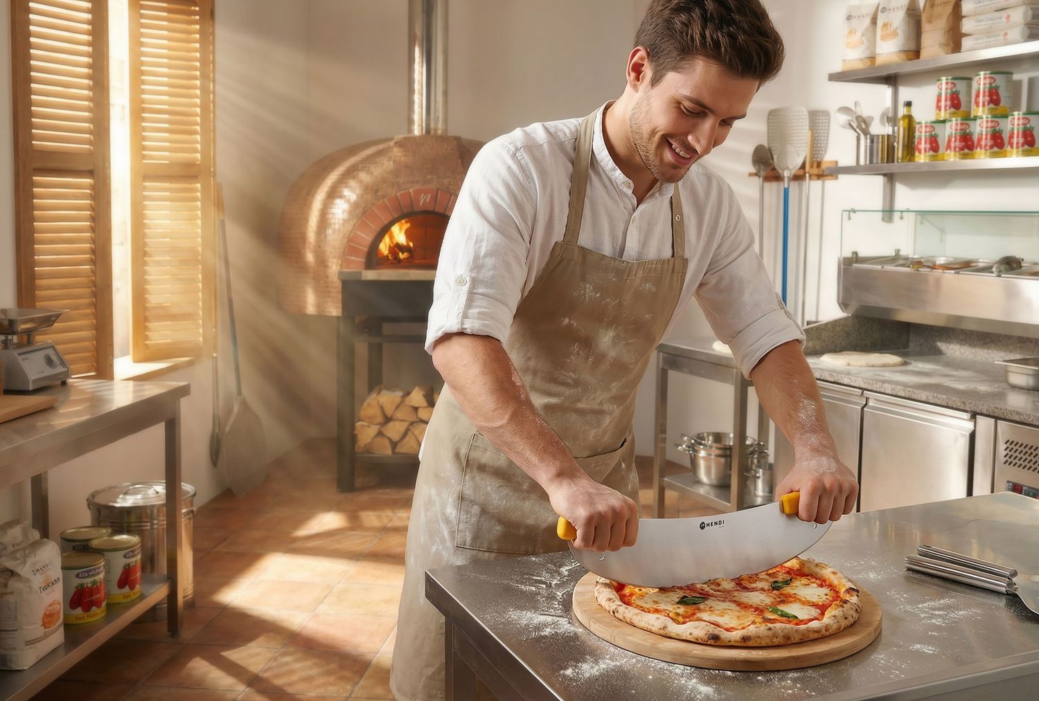 HENDI – kolébkový nůž na pizzu Heavy-duty, čepel 508 mm, 618226