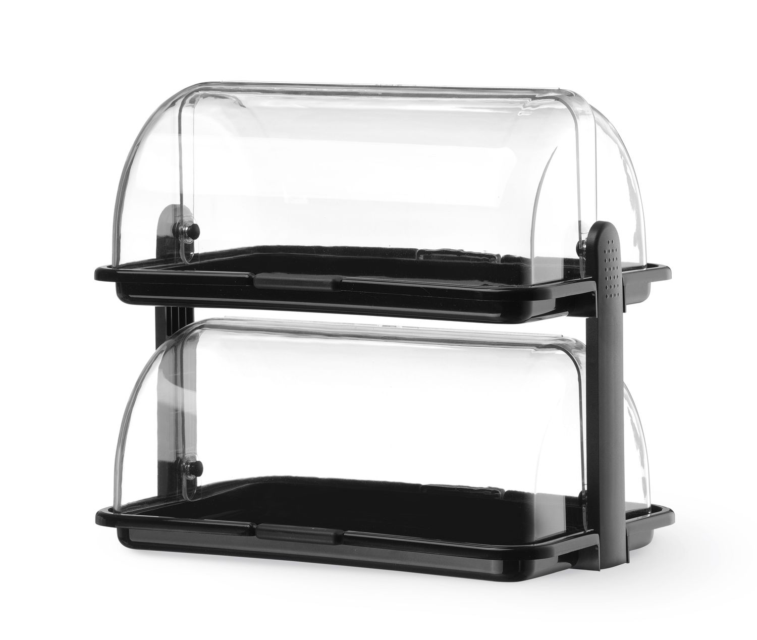 HENDI – dvoupatrová bufetová vitrína Roll-top, černá, 380 × 260 × 355 mm, 871614