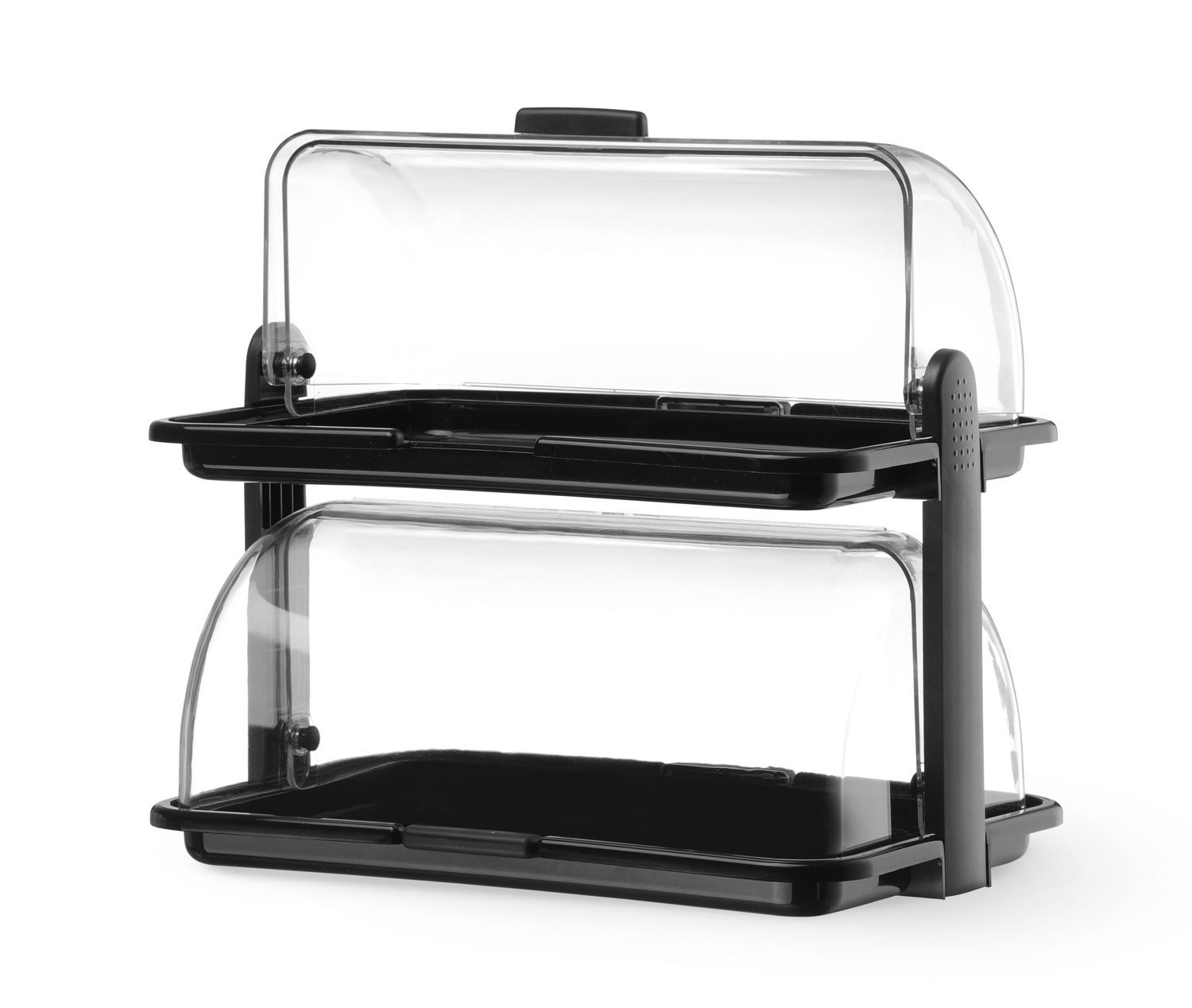 HENDI – dvoupatrová bufetová vitrína Roll-top, černá, 380 × 260 × 355 mm, 871614