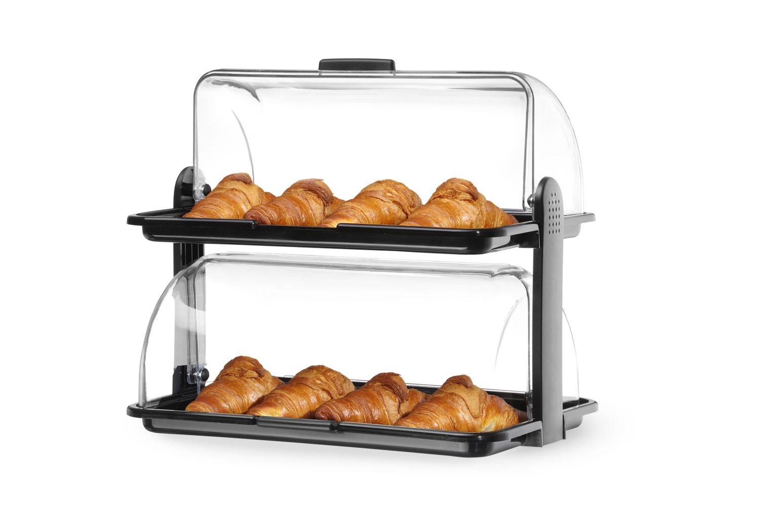 HENDI – dvoupatrová bufetová vitrína Roll-top, černá, 475 × 325 × 415 mm, 871652
