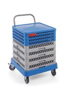 Trolley for dishwasher racks with handle