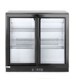 Back bar refrigerator with double sliding doors