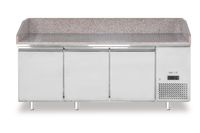 Pizzakoelwerkbank met granieten werkblad, 3-deurs, Arktic, 375L, graniet, 230V/400W, 2010x800x(H)875mm