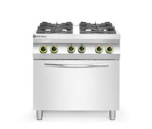 Gas cooker 4-burner with convection oven GN 1/1, HENDI, Kitchen Line, 230V/3000W, 19kW, 800x722x(H)900mm