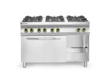 Gas cooker Kitchen Line 6-burner with convection oven GN 1/1, HENDI, Kitchen Line, 230V/3000W, 28,5kW, 1200x722x(H)900mm