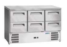 Refrigerated counter with 6 drawers, Arktic, GN 1/1, 368L, 220-240V/304W, 1365x700x(H)855mm