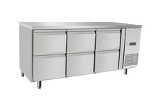 Refrigerated counter with 6 drawers, Arktic, Without backsplash, 420L, 230V/400W, 1795x700x(H)879mm