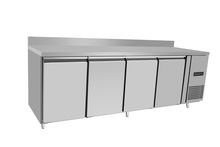 Refrigerated counter, 4 doors, Arktic, Profi Line, With backsplash, GN 1/1, 450L, 220-240V/400W, 2230x700x(H)850mm