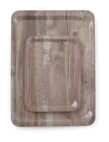 Taca do serwowania z laminatem z melaminy, antypoślizgowa, z wzorem drewna, AmerBox, ciemne drewno, 370x530mm
