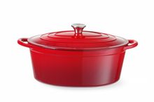 Cast iron casserole enamelled, HENDI, 6,88L, Red, 405x255x(H)134mm, Oval