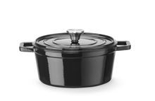 Cast iron casserole enamelled, HENDI, 3,7L, Black, 317x240x(H)105mm, Round