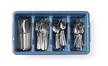 Besteck-Set mit Tablett, HENDI, Blau, 525x300x(H)95mm, Rechteckig