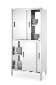Skapis ar starpsienu un bīdāmām durvīm priekšā un aizmugurē – saskrūvējams, HENDI, Kitchen Line, 800x500x(H)1800mm