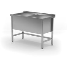 Stół z basenem dwukomorowym - wysokość komory h = 400 mm, HENDI, 1400x700x(H)850mm