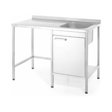 Table with sink and space for Oxygen dishwasher/freezer, Silver