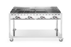 Grill Green Fire 4-palnikowy, HENDI, Profi Line, podstawa z półką na kółkach, jasnoszary, 22kW, 1400x612x(H)825mm