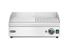 Plancha de asar con la mitad acanalada, HENDI, Kitchen Line, 220-240V/2400W, 527x404x(H)233mm