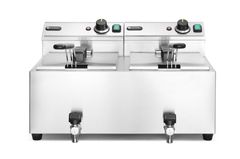 Frytownica manualna z kranem spustowym, 2 × 8 l, HENDI, Profi Line, 16L, 230V/7000W, 610x515x(H)369mm