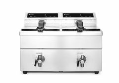 Frytownica indukcyjna z kranem spustowym, 2 × 8 l, HENDI, Profi Line, 16L, 230V/7000W, 577x609x(H)410mm