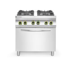 Gasherd 4-flammig mit Ofen GN 1/1, HENDI, Kitchen Line, 230V/3000W, 19kW, 800x722x(H)900mm