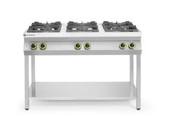 Gasherd - 6 Kochfelder, offener Unterbau, HENDI, Kitchen Line, 28,5kW, 1200x700x(H)900mm
