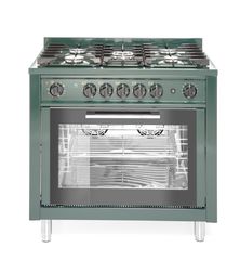 Kuchnia gazowa 5-palnikowa z konwekcyjnym piekarnikiem elektrycznym, HENDI, Kitchen Line, GN 1/1, zielony, 230V/2900W, 14,3kW, 900x655x(H)850mm