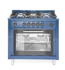 Kuchnia gazowa 5-palnikowa z konwekcyjnym piekarnikiem elektrycznym, HENDI, Kitchen Line, GN 1/1, niebieski, 230V/2900W, 14,3kW, 900x655x(H)850mm