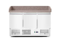 Pizzatisch, dreitürig mit Aufsatzkühlvitrine 380+40L, Arktic, 254L, 230V/400W, 1400x700x(H)1491mm