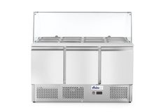 Kühltisch, dreitürig mit Glasdisplay 380L, Arktic, 230V/310W, 1390x702x(H)1330mm