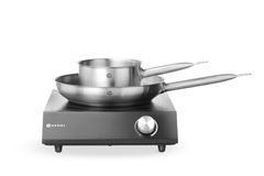 Rinkinys: Indukcinė viryklė 3500 W + prikaistuvis + keptuvė, HENDI, Juodas, 220-240V/3500W, 320x395x(H)95mm