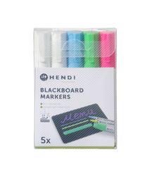Marcadores para pizarra 6 mm, HENDI, 1 rosa, 1 verde, 1 azul y 2 blancos