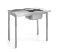 Loading table for dishwashers with sink – bolted, HENDI, Kitchen Line, Right, 1000x600x(H)850mm