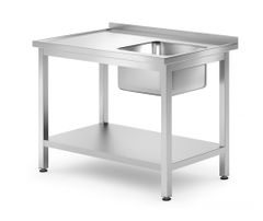 Sink table with shelf – bolted, depth 700 mm, HENDI, Profi Line, Right, 1000x700x(H)850mm