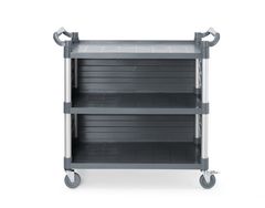 Wózek kelnerski 3-półkowy z polipropylenu, duży, AmerBox, Zawiera boczne panele, 1010x500x(H)960mm
