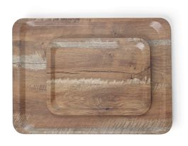 Plateau de service en mélamine avec imprimé bois — Bois clair · 330x430
