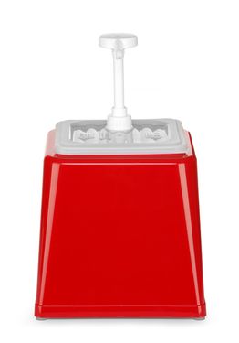 Dispensador de salsas con bomba, HENDI, 2,5L, Rojo, 230x210x(H)327mm
