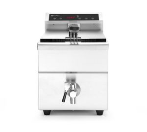 Indukcinė gruzdintuvė su išleidimo čiaupu, 8 l, HENDI, 8L, Šviesiai pilkas, 230V/3500W, 288x619x(H)408mm