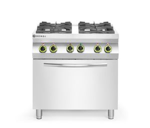 Dujinė viryklė, 4 degikliai, su konvekcine orkaite GN 1/1, HENDI, Kitchen Line, 230V/3000W, 19kW, 800x722x(H)900mm