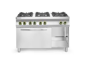 Dujinė viryklė Kitchen Line, 6 degikliai, su konvekcine orkaite GN 1/1, HENDI, Kitchen Line, 230V/3000W, 28,5kW, 1200x722x(H)900mm