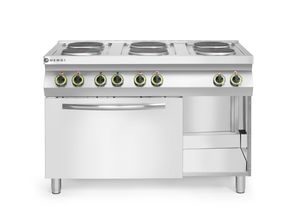 Elektripliit Kitchen Line 6-plaadine konvektsiooniga elektripliit GN 1/1, HENDI, Kitchen Line, 400V/18600W, 1200x700x(H)900mm