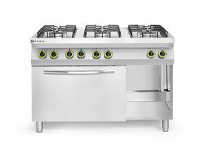 6 degļu gāzes plīts ar konvekcijas elektrisko cepeškrāsni GN 1/1, HENDI, Smart, GN 1/1, 230V/3000W, 25500kW, 1200x700x(H)900mm